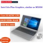 MOLOSUPER 15.6 inch Intel Core i5 8279U Laptop 16GB RAM SSD Metal Gaming Notebook PC Fingerprint Unlock Windows 11/10 Comput