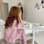 kf-S54d816ed7aeb454da3c25c24e1d1abf6z-Korean-Version-Plaid-Pajama-Women-Long-Sleeve-Sleepwear-Spring-Thin-Loungewear-Plus-Size-Red-Nightwear-Lapel