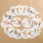 Baby Bear Milestone Number Monthly Memorial Cards Newborn Birthday Gifts Souvenir Newborn Birth Photo Photography Accessories
