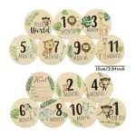 7pcs Animal Print Newborn Photography Props Baby Milestone Card Wooden Monthly Recording Commemorative Cards Baby Shower Gifts