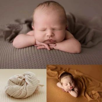 Newborn Photography Blacket Knitted Strong Elasticity Blanket Wrap Photo Background Cushion Decor Studio Baby Photoshoot Props