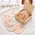 Wooden Baby Month Milestone Photo Cards Bear Shape Record Card Newborn Birthday Gift Souvenir Baby Photo Photography Accessories