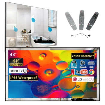 Soulaca 43 inches webOS Mirror Smart 4K TV WiFi for Bathroom Waterproof LED Television Built-in Alexa Bluetooth Hotel