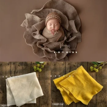 Newborn Photography Blacket Solid Color Handmade Knitting Background Blanket Universal Wraps Cushion Photo Shooting Accessories