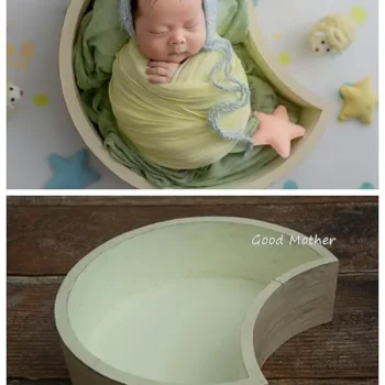 Baby Props Newborn Photography Accessories Vintage Wooden Basket Studios Shoot Props Wood Bucket Infant Photo Shooting Sofa Bed