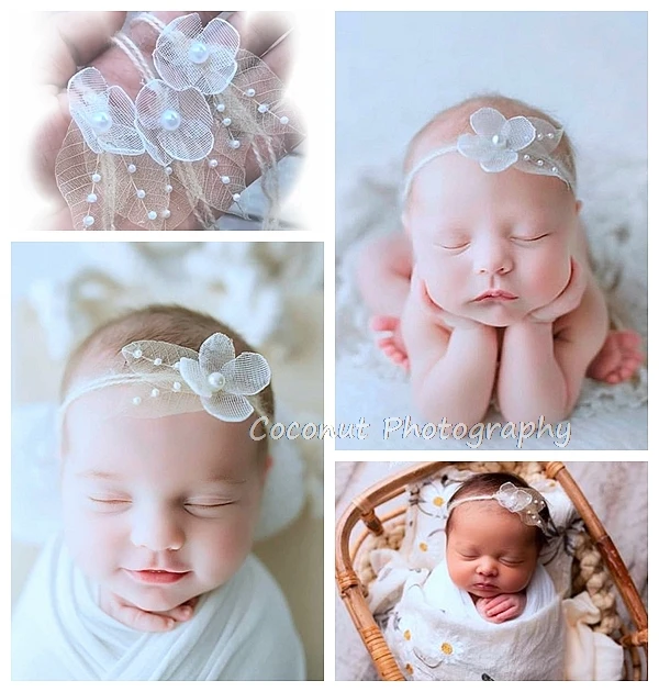 CoconutNewborn Photography Props Baby Headband With Flower Girl Photo Shoot For Studio Princess Headwear Flower Hair Accessories